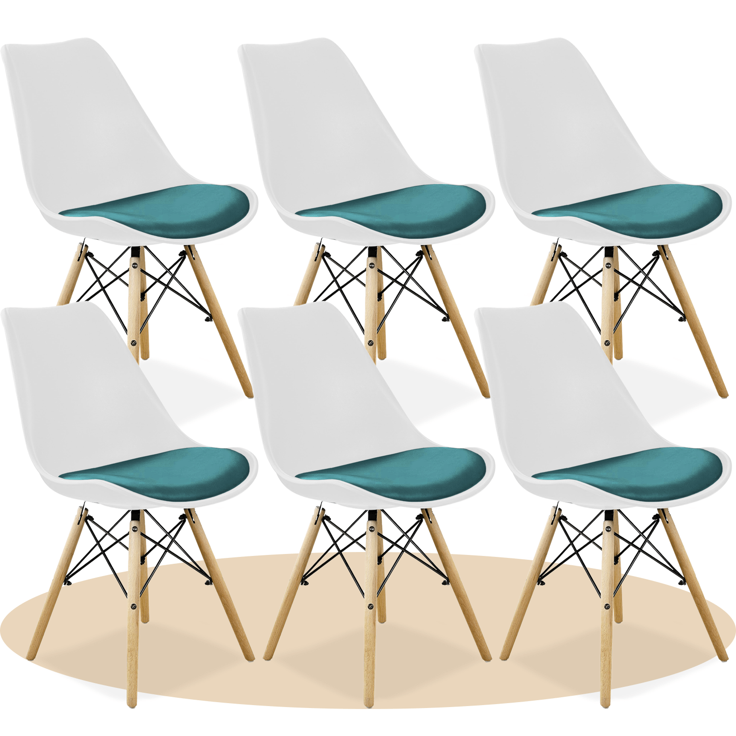 Sillas para Comedor, Sillas para Cocina con Asiento Blando, Tapizado y Patas Resistentes de Madera de Haya, Sillas Nórdicas Minimalistas, 49.5 x 44 x 79.5 cm