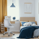 Silla Escritorio Ergonómica con Ruedas, Silla Oficina Giratoria con Altura Ajustable, Acolchada, Estilo Nórdico, Ideal para Estudio y Oficina
