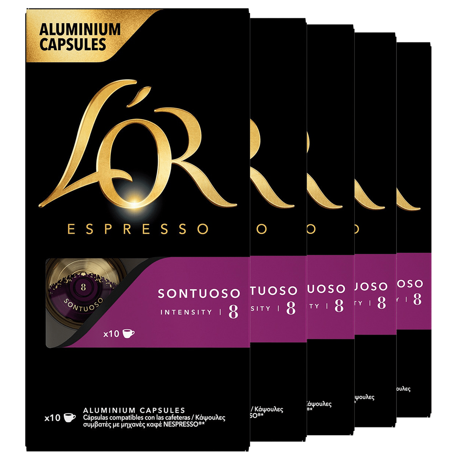 L'Or Espresso Café Cápsulas Sontuoso, Intensidad 8, Floral y Almendrado, 10/50 Cápsulas