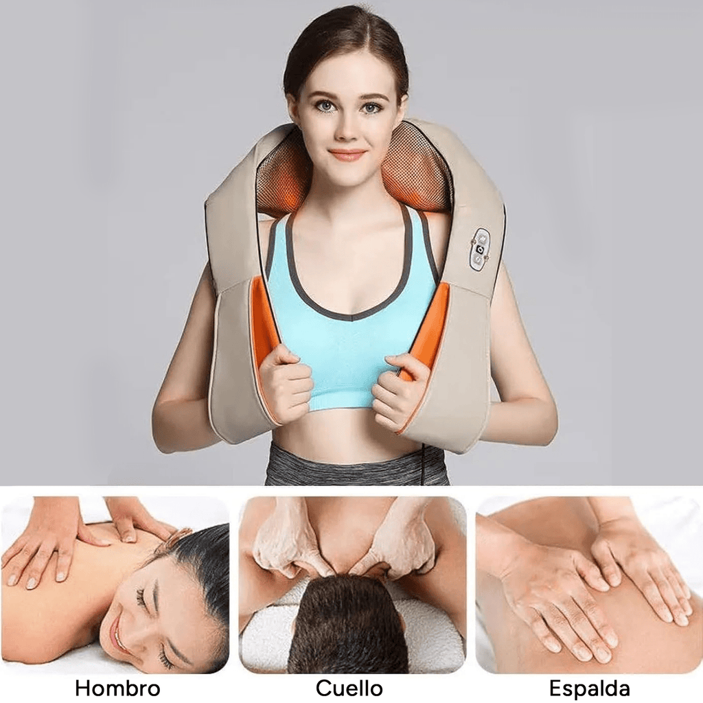 Masajeador Cuello con Calor, Intensidad Ajustable, Favorece Alivio de Tensión Muscular, Dolor y Fatiga, 2 Direcciones de Masaje, Ideal para Cuello, Hombros, Espalda, Cintura, Brazos, Piernas y Pies, Apagado Automático a los 10 min