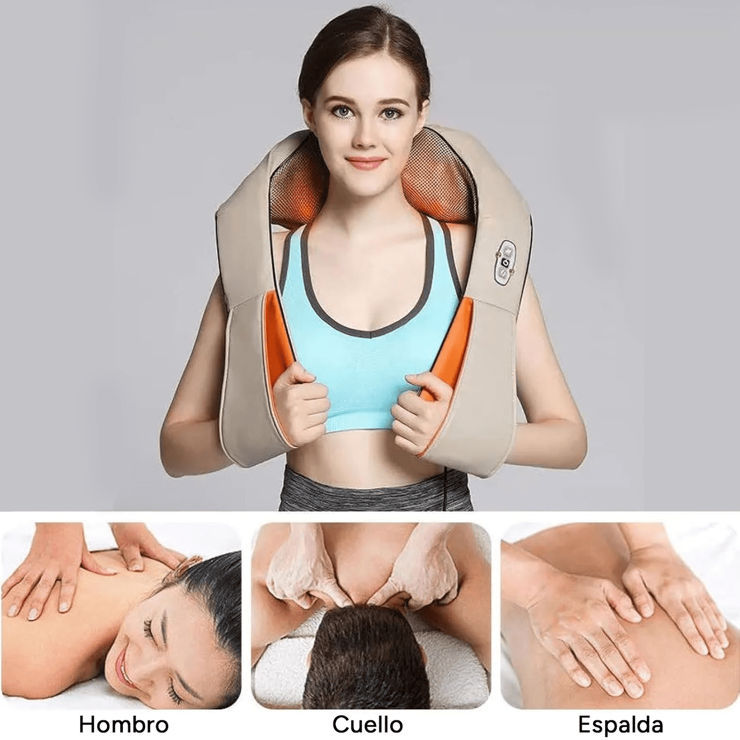 Masajeador Cuello con Calor, Intensidad Ajustable, Favorece Alivio de Tensión Muscular, Dolor y Fatiga, 2 Direcciones de Masaje, Ideal para Cuello, Hombros, Espalda, Cintura, Brazos, Piernas y Pies, Apagado Automático a los 10 min