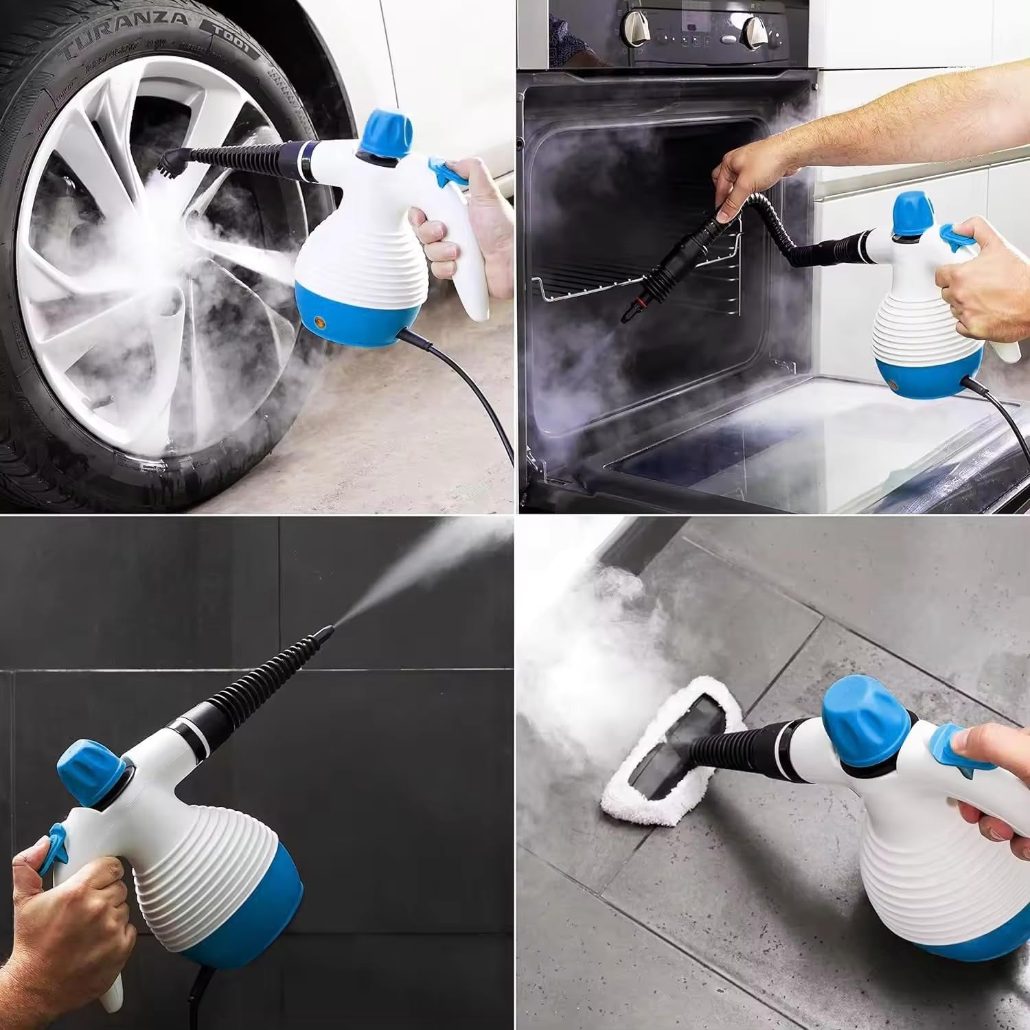 Vaporeta de Limpieza Hogar, Limpieza Vapor, Vaporeta de Mano con 9 Accesorios, Limpia a Vapor todo tipo de Superficies, Ideal para el Hogar y el Coche, Incluye 9 Accesorios, Depósito hasta 350 ml, Ratio de vapor: J 26-32 G/Min, Presión de vapor: 2,6-3
