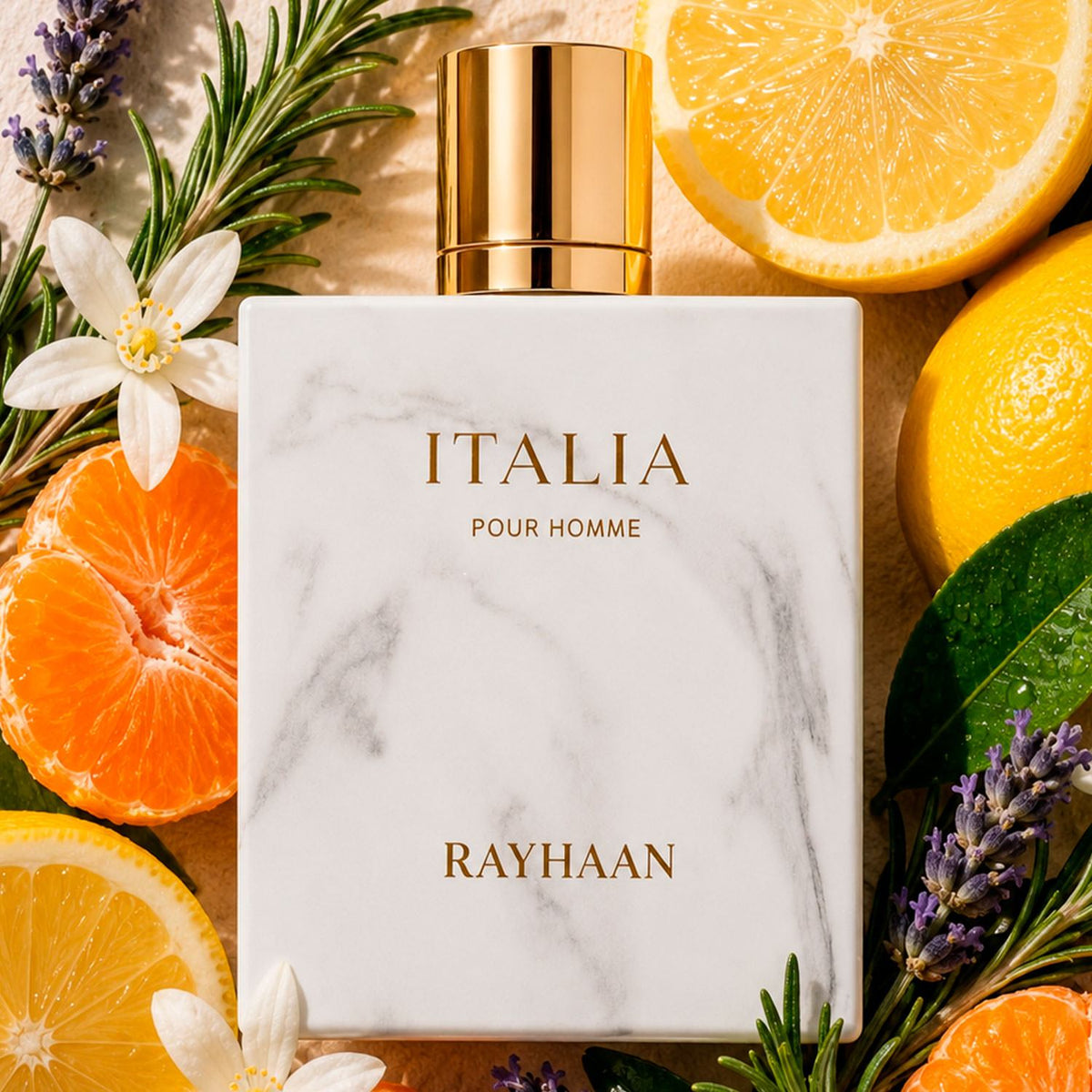 Rayhaan Italia Eau de Parfum, Perfume Árabe de Aroma Fresco y Envolvente con Notas Cítricas, Dulce y Especiado con Bergamota, Limón, Miel, Canela y Vainilla, 100 ml