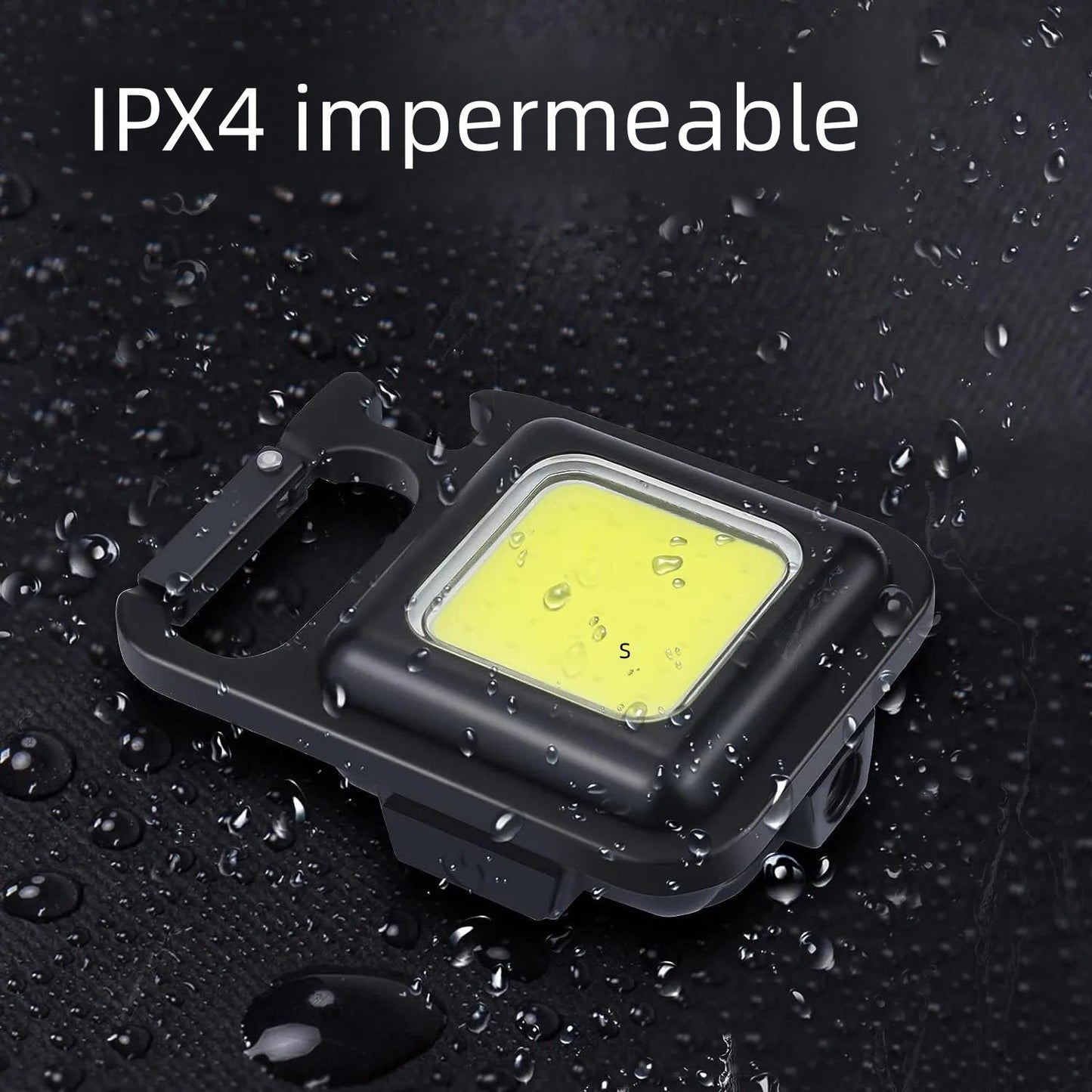 Linterna Llavero LED de 800 Lumen y Gran Angular, Recargable, 3 Niveles de Intensidad, 3-8h Funcionamiento, Impermeable, Carga USB, Linternad e Llavero, Luz de Trabajo, Luz de Emergencia, Base Magnetica y Mango Giratorio, Mosquetón para Facil Fijación