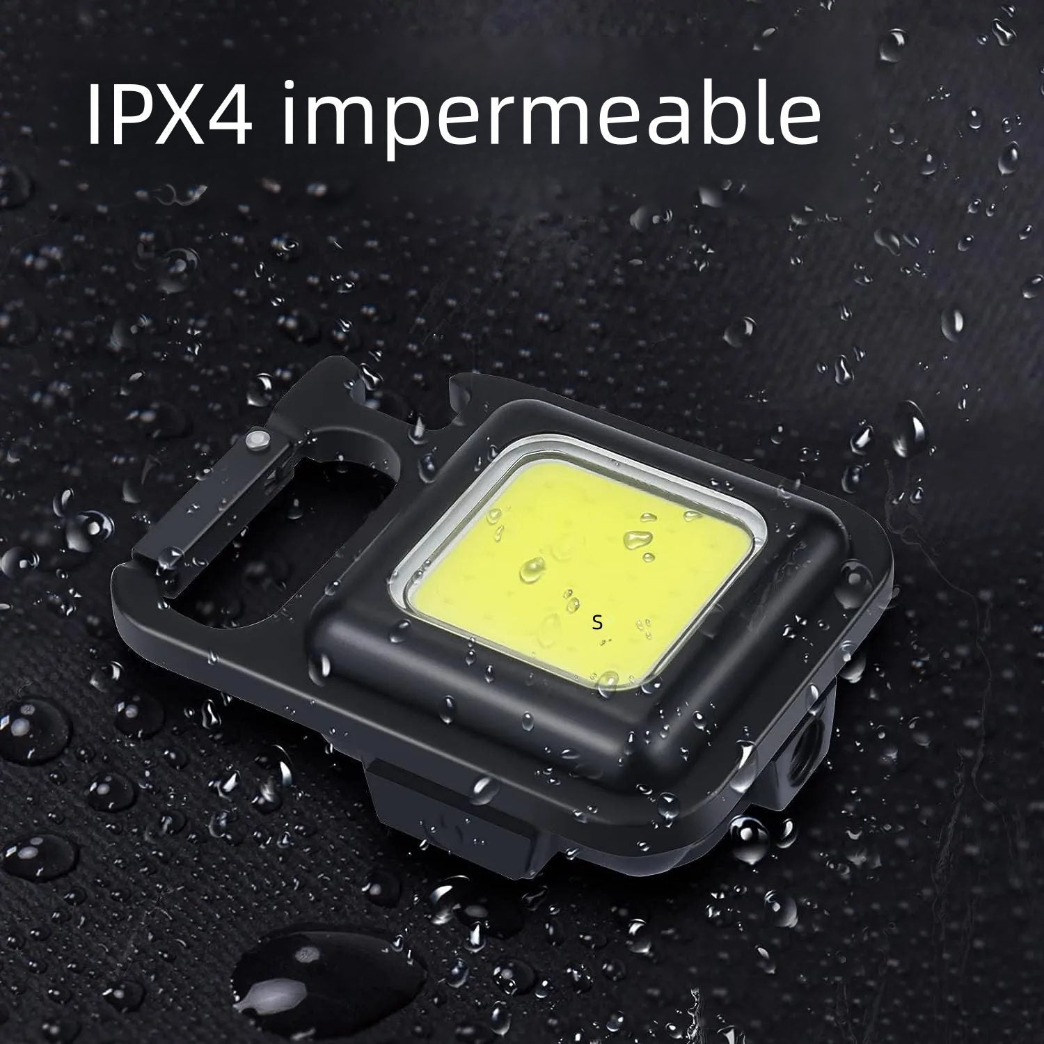 Linterna Llavero LED de 800 Lumen y Gran Angular, Recargable, 3 Niveles de Intensidad, 3-8h Funcionamiento, Impermeable, Carga USB, Linternad e Llavero, Luz de Trabajo, Luz de Emergencia, Base Magnetica y Mango Giratorio, Mosquetón para Facil Fijación