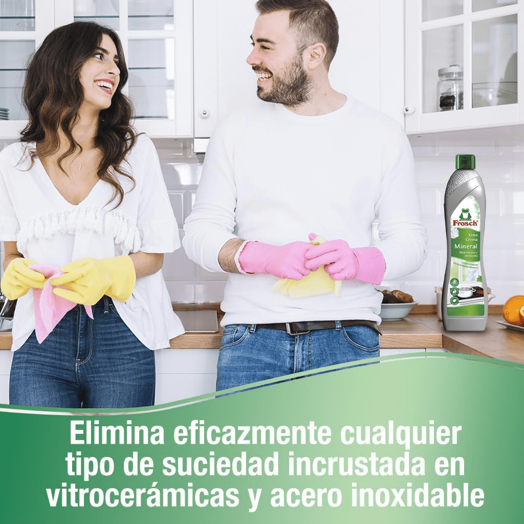 Frosch Limpiador Vitrocerámica con Mármol Ultra Molido y Minerales, Desengrasa y Abrillanta en Profundidad, 500 ml