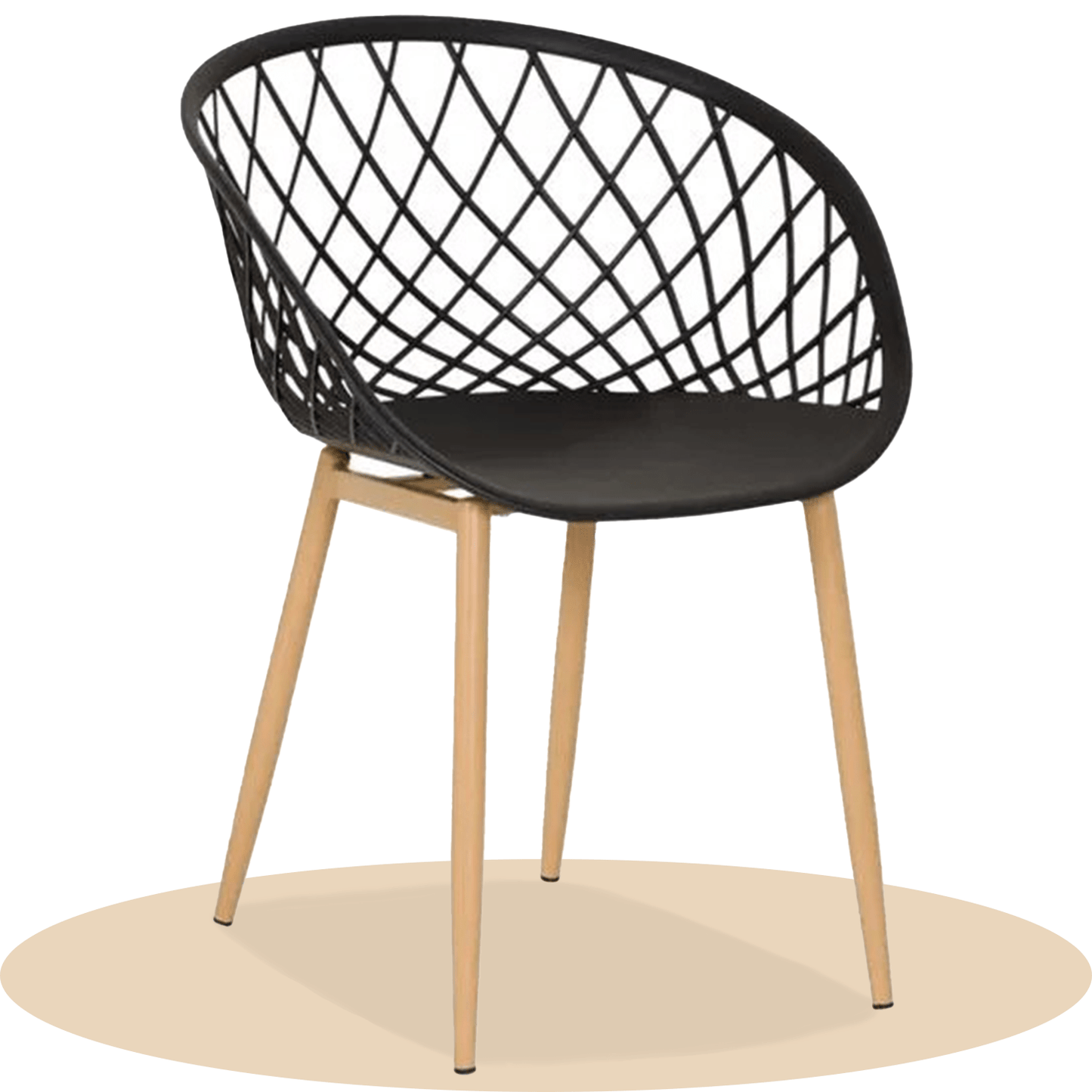 Sillas para Comedor, Sillas para Cocina con Asiento de Polipropileno Ultra Resistente con Diseño tipo Rejilla, Estructura y Patas Metálicas de Color Caqui, 56 x 56 x 80 cm, Negro