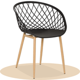 Sillas para Comedor, Sillas para Cocina con Asiento de Polipropileno Ultra Resistente con Diseño tipo Rejilla, Estructura y Patas Metálicas de Color Caqui, 56 x 56 x 80 cm, Negro