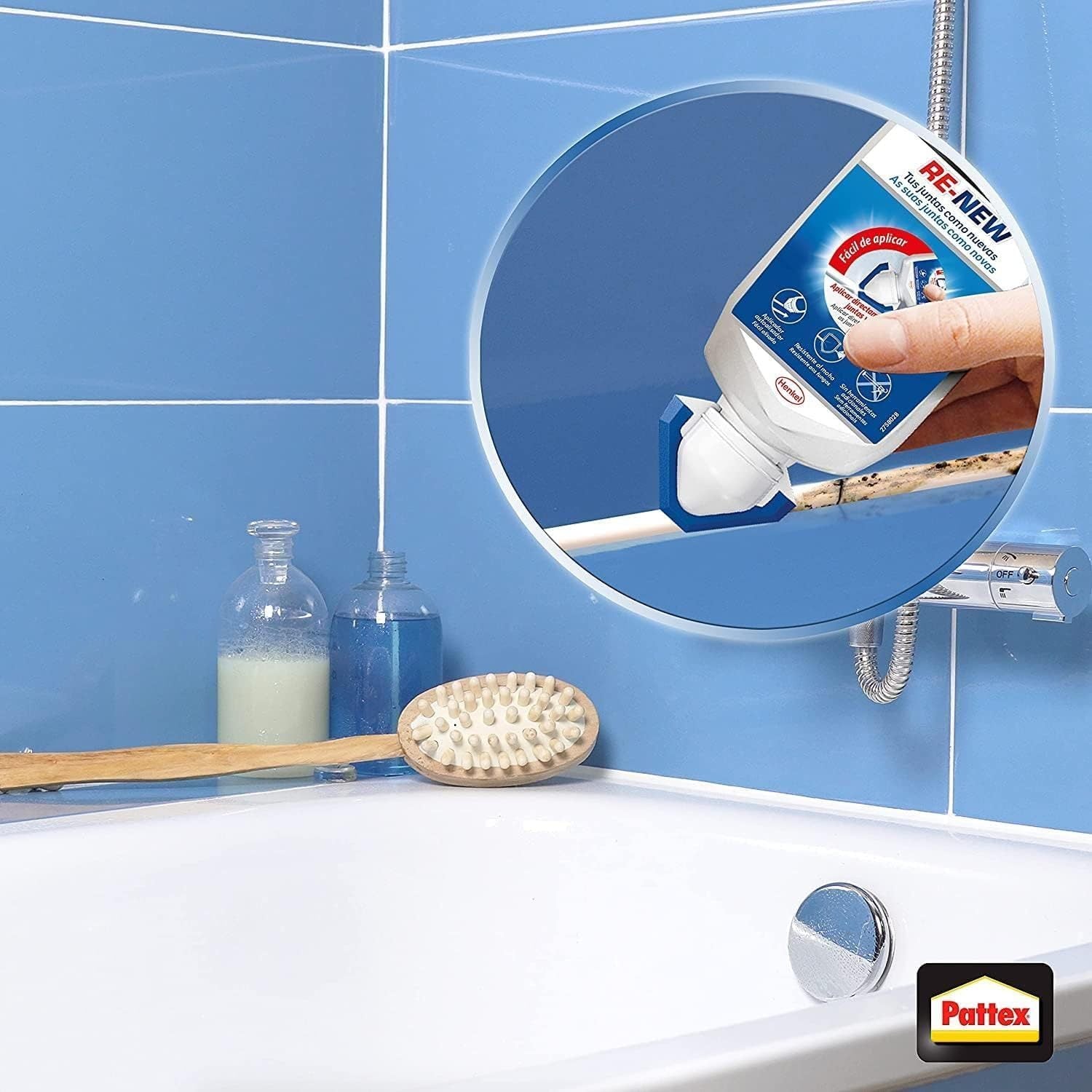 Pattex RE-NEW, Silicona Blanca para Juntas, Juntas Limpias Fácilmente, Silicona Resistente, Sellador de Juntas de Cocina y Baño, 2 x 80ml