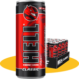 HELL ENERGY Bebida Energética, Refresco Energético con Vitaminas B2, B3, B5, B6 y B12, Pack 12/24/48 Latas de 250ml