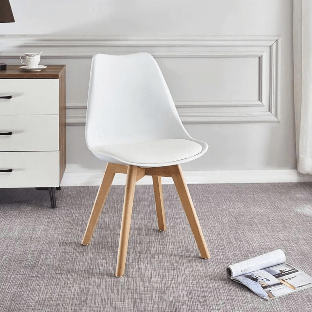 Sillas para Comedor, Sillas de Cocina con Asiento Blando, Tapizado y Patas Resistentes de Madera de Haya