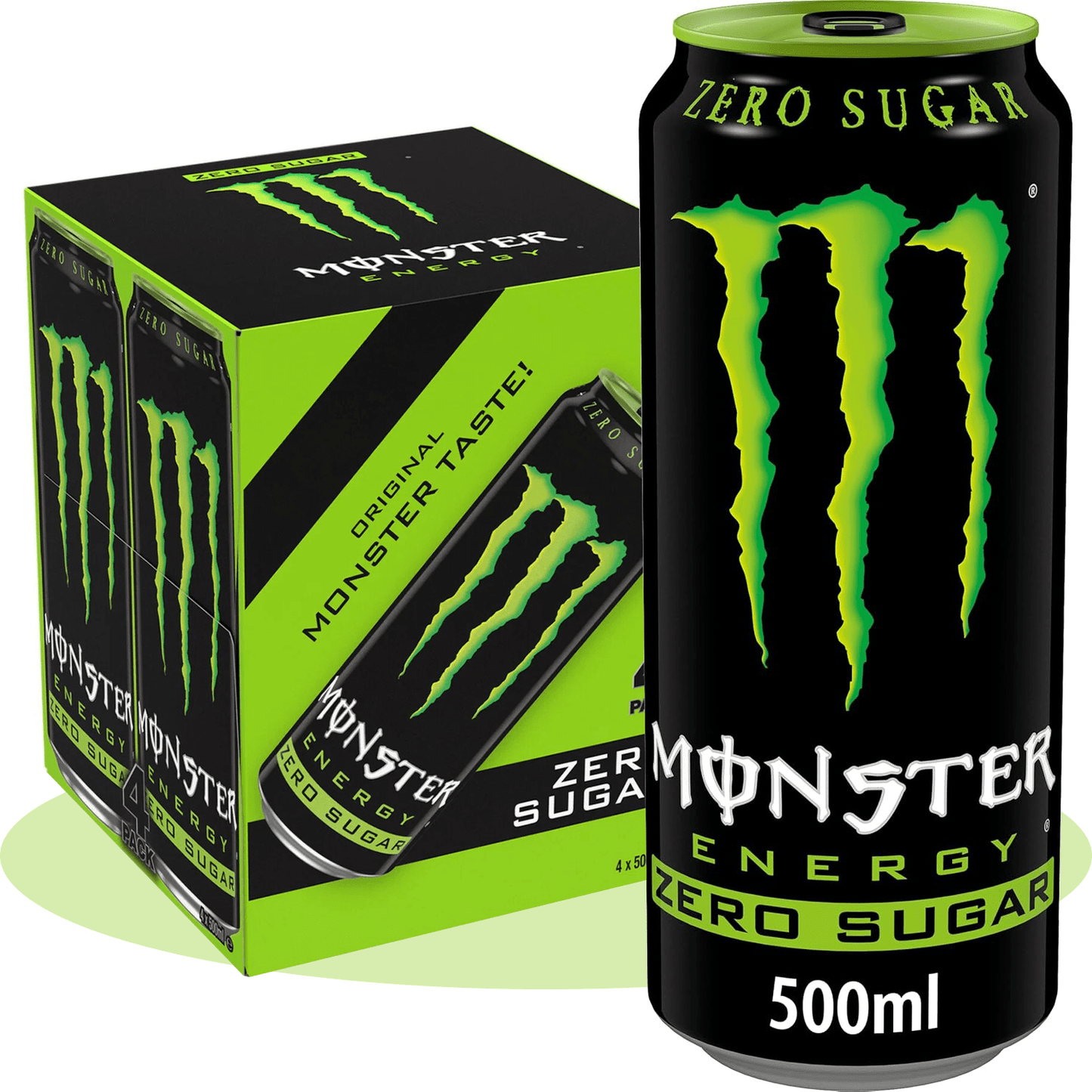 MONSTER ENERGY Zero Sugar Bebida Energética Sin Azúcar, 4 Latas de 500ml