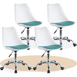 Silla Escritorio Ergonómica con Ruedas, Silla Oficina Giratoria con Altura Ajustable, Acolchada, Estilo Nórdico, Ideal para Estudio y Oficina