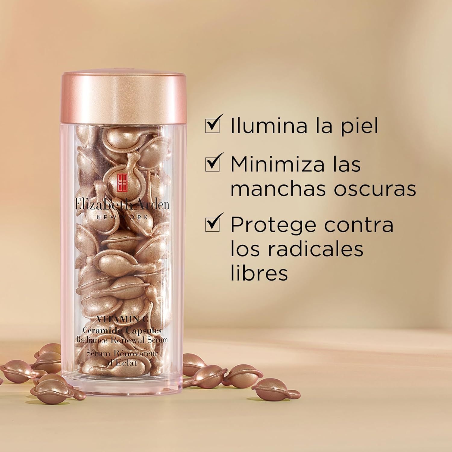 90 Cápsulas de Sérum de Vitamina C y Ceramidas, Estimulan y Prolongan la Luminosidad, Reducen el Envejecimiento de la Piel, Monodosis, Aplicar 1 al Día