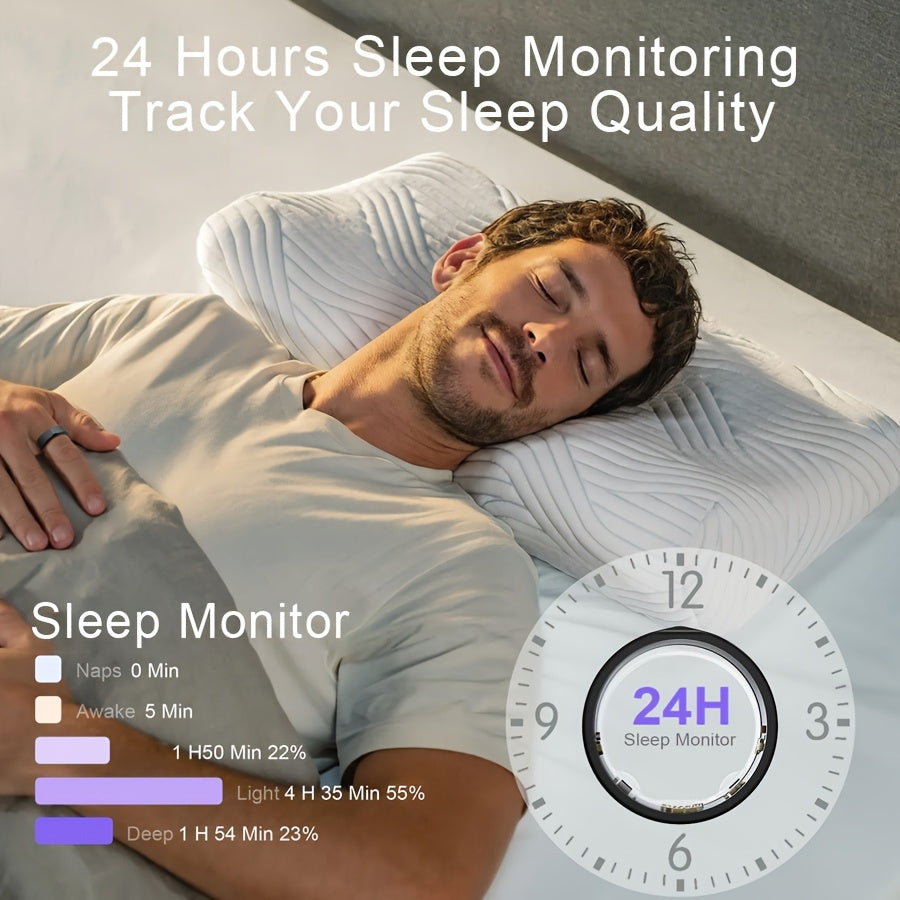 Anillo, Monitor de Pasos, Calorías y Oxígeno, Monitor y Calidad del Sueño, Bluetooth v5.1, Carga Magnética, APP JYouPro, Compatible con Android 5.0, iOS10.0 o superior, 128kb ROM + 96kb RAM - 17,5 mAh, Uso Aproximado 5-7 días