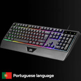 Mars Gaming MK124, Teclado Ergonómico H-Mech, Reposamuñecas Integrado, Iluminación FRGB Rainbow, Teclado Gaming Antighosting Avanzado, Teclado PC Completo Multiplataforma, Idioma Portugués, Negro