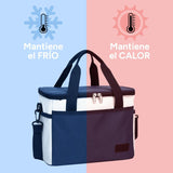 Bolsa Térmica Comida de 30L de Capacidad, Bolsa Aislamiento Isotérmico Hermética, Resistente y Espaciosa, ideal para Picnic, Playa, Camping y Excursión, Azul y Blanco