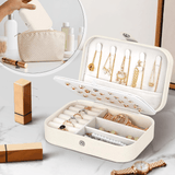 Joyeros Organizador de Mujer con Múltiples Compartimentos y Espacios, Impermeable, Cremallera Resistente, Interior Suave para Proteger las Joyas del Desgaste, 16cm Largo x 11.5cm Ancho x 5cm Alto, Caja Organizadora de Joyas