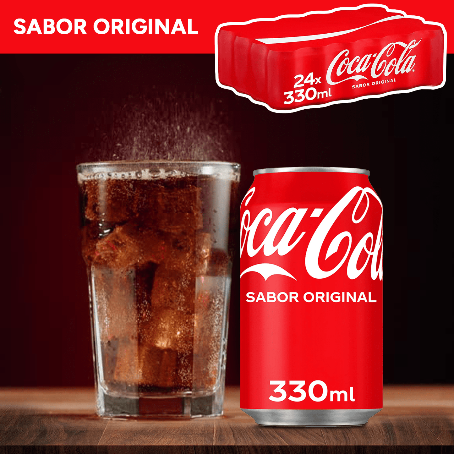 Coca-Cola Sabor Original, Refresco de Cola, Pack de 24 Latas de 330ml