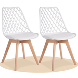 1/2/4/6 Unidad Sillas para Comedor, Sillas para Cocina con Asiento Blando, Tapizado y Patas Resistentes de Madera de Haya, Sillas Nórdicas con Diseño Tramado