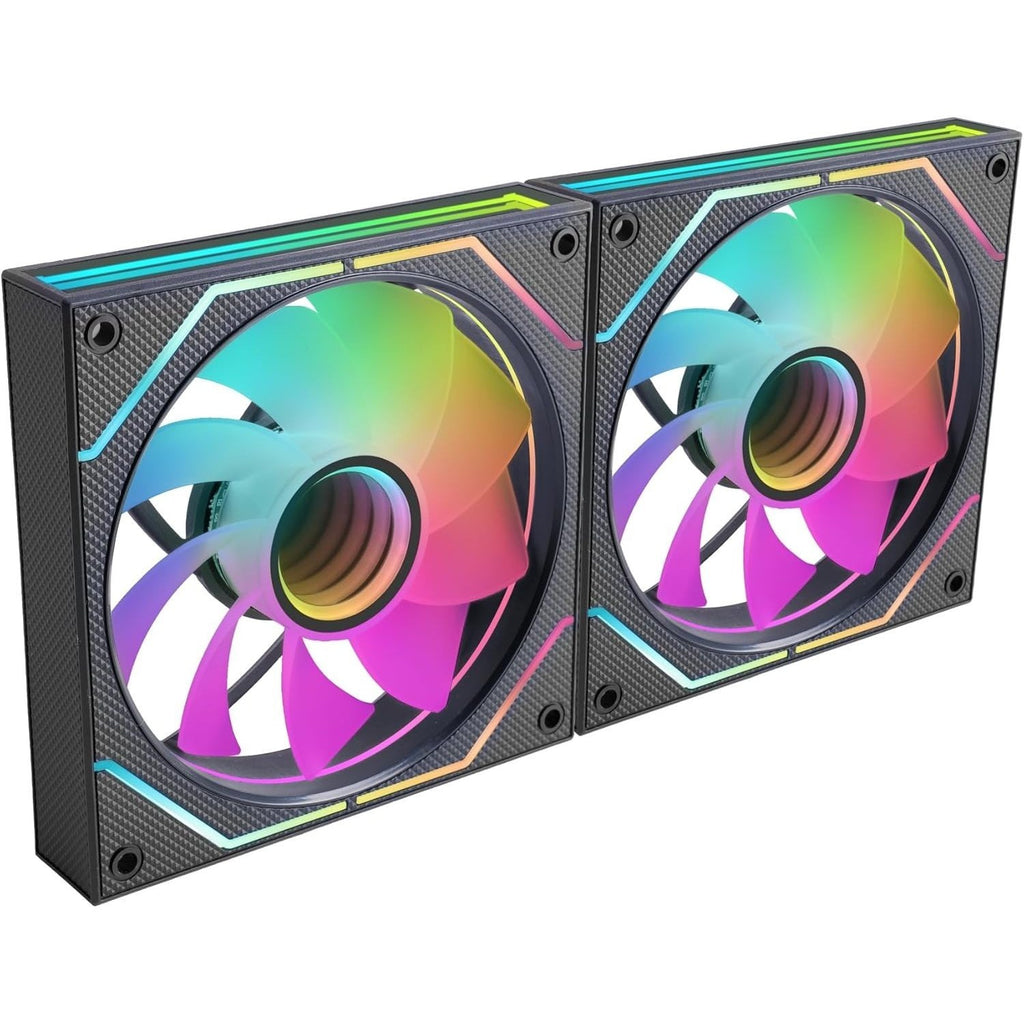 Mars Gaming MF-3DPROX2R, Kit 2x Ventiladores 120mm, Aspas Invertidas, Iluminación ARGB Triple Infinity Mirror 360°, Control PWM, Rodamientos FDB, Ventiladores PC con Compatibilidad Total ARGB, Negro