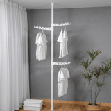 Tendedero Ropa Vertical Extensible, Tendedero Tubo Extensible, Fácil de Instalar, Ajustable en Altura, Portátil, 3 Perchas Ajustables, Fácil de Guardar, Instalación sin Herramientas, Apto para Interior, Salón, Dormitorio, Balcón, Oficina y Cuarto de Baño