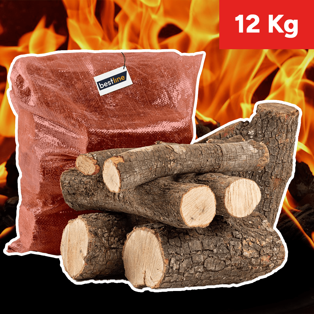 Leña para Estufas Seca de Encina Cortada en Troncos Medianos, Leña Chimenea. Astillas de Madera de Pino, Madera Seca Natural para Barbacoa, Chimenea, Caldera y Estufa