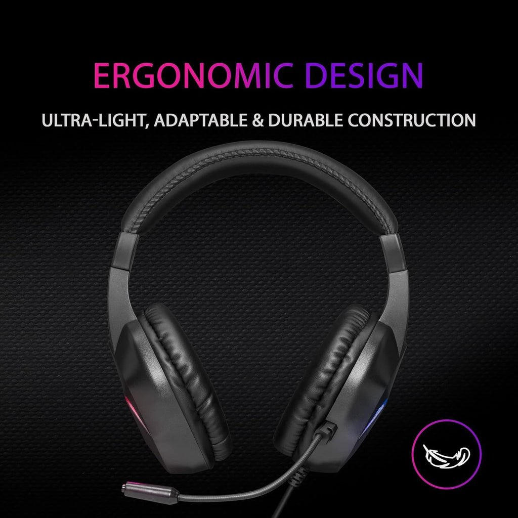 Mars Gaming MH122, Cascos Gaming FRGB Over Ear con Micrófono, Sonido HiFi, Cancelación de Sonido, Ultraligeros, PS4 PS5 Xbox Switch Switch 2 Tablet Windows Mac, Negro