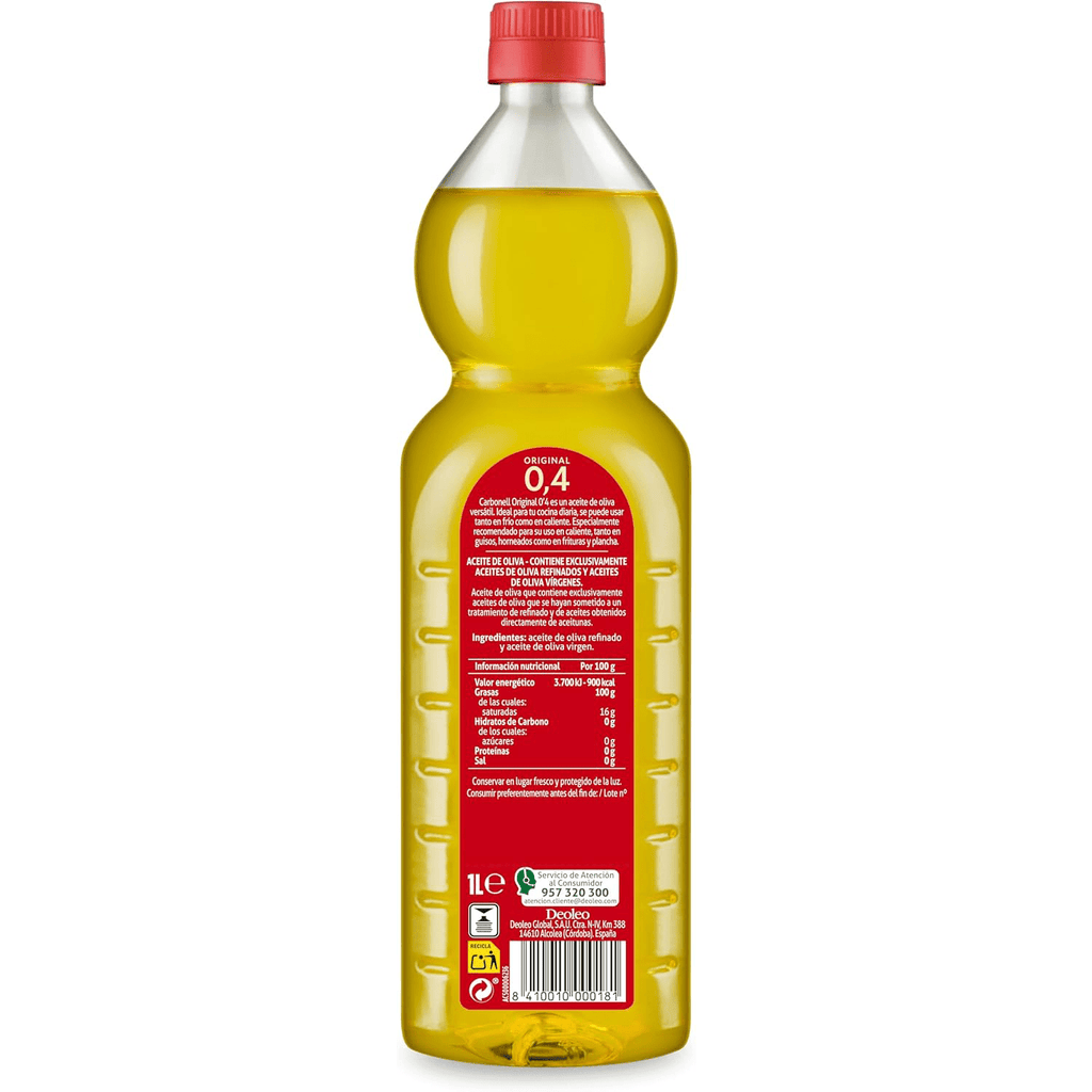Carbonell Aceite de Oliva Virgen, para Uso Caliente como Guisos, Frituras y Horneados, 4 Botellas de 1L, Total de 4L