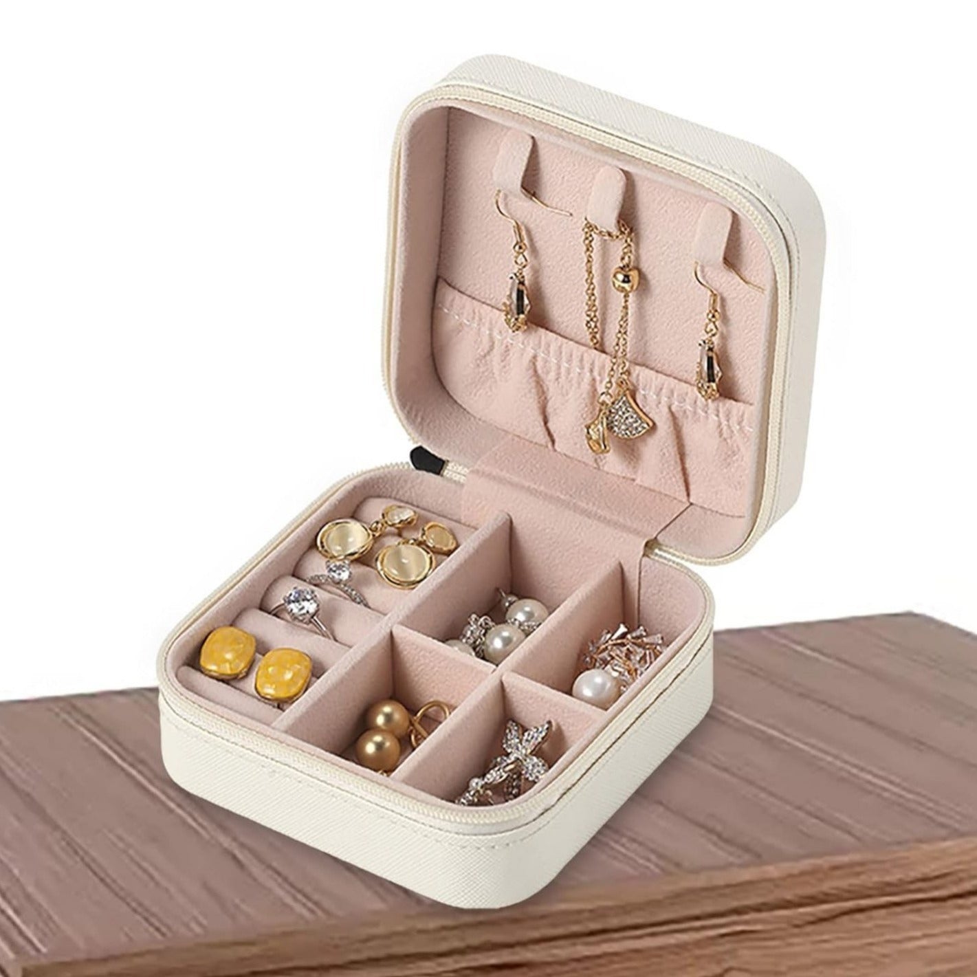 Mini Joyero Viaje, Estuche Portátil para Joyas, Organizador Joyas, Portable, Ideal para Viajes, Cremallera Resistente, Caja de Almacenamiento para pendientes, anillos, collares, pulseras