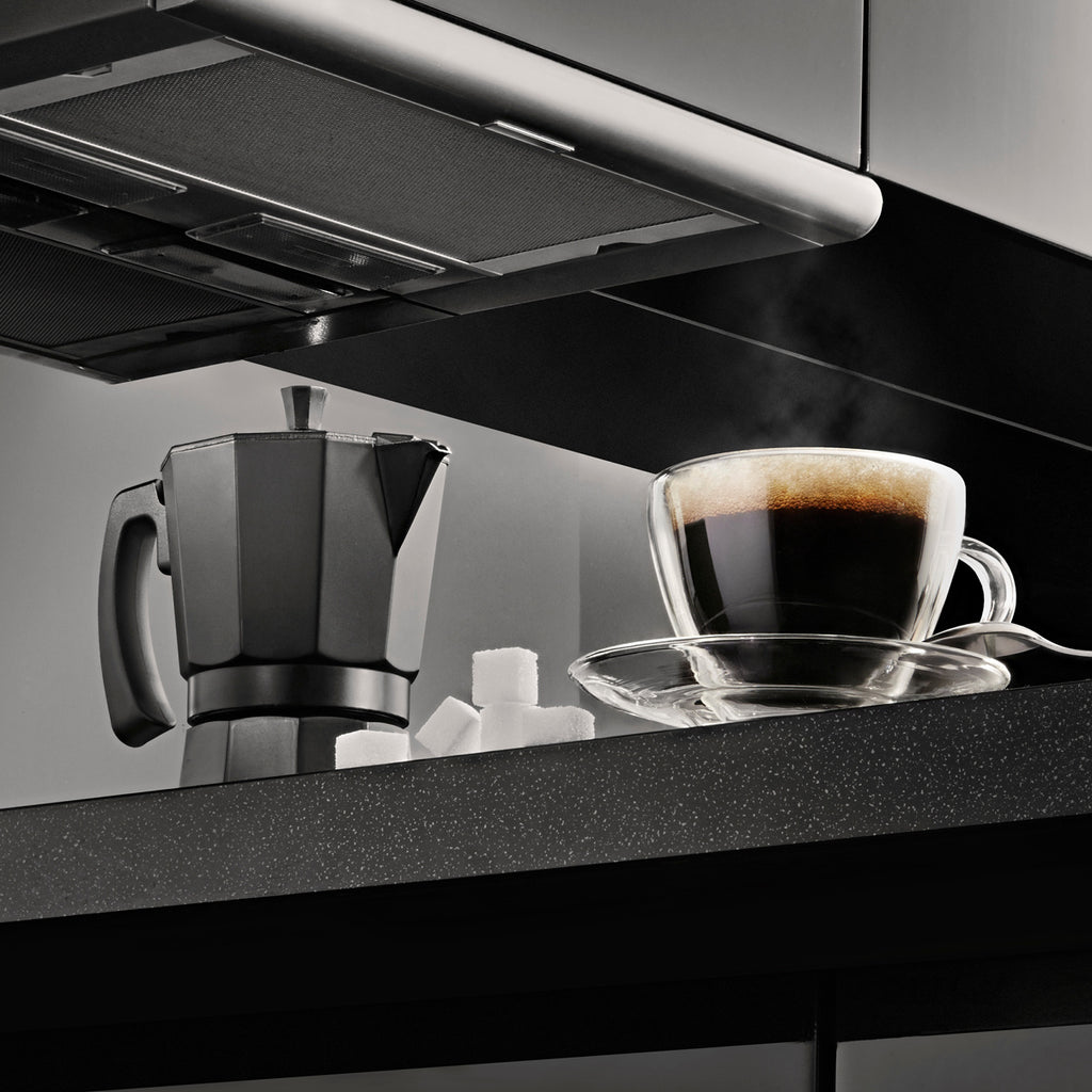Cafetera Italiana de Aluminio Resistente con Asa de Bakelita Ergonómica y Aislante de Calor, Compatible con Gas, Vitrocerámica e Inducción, Octogonal