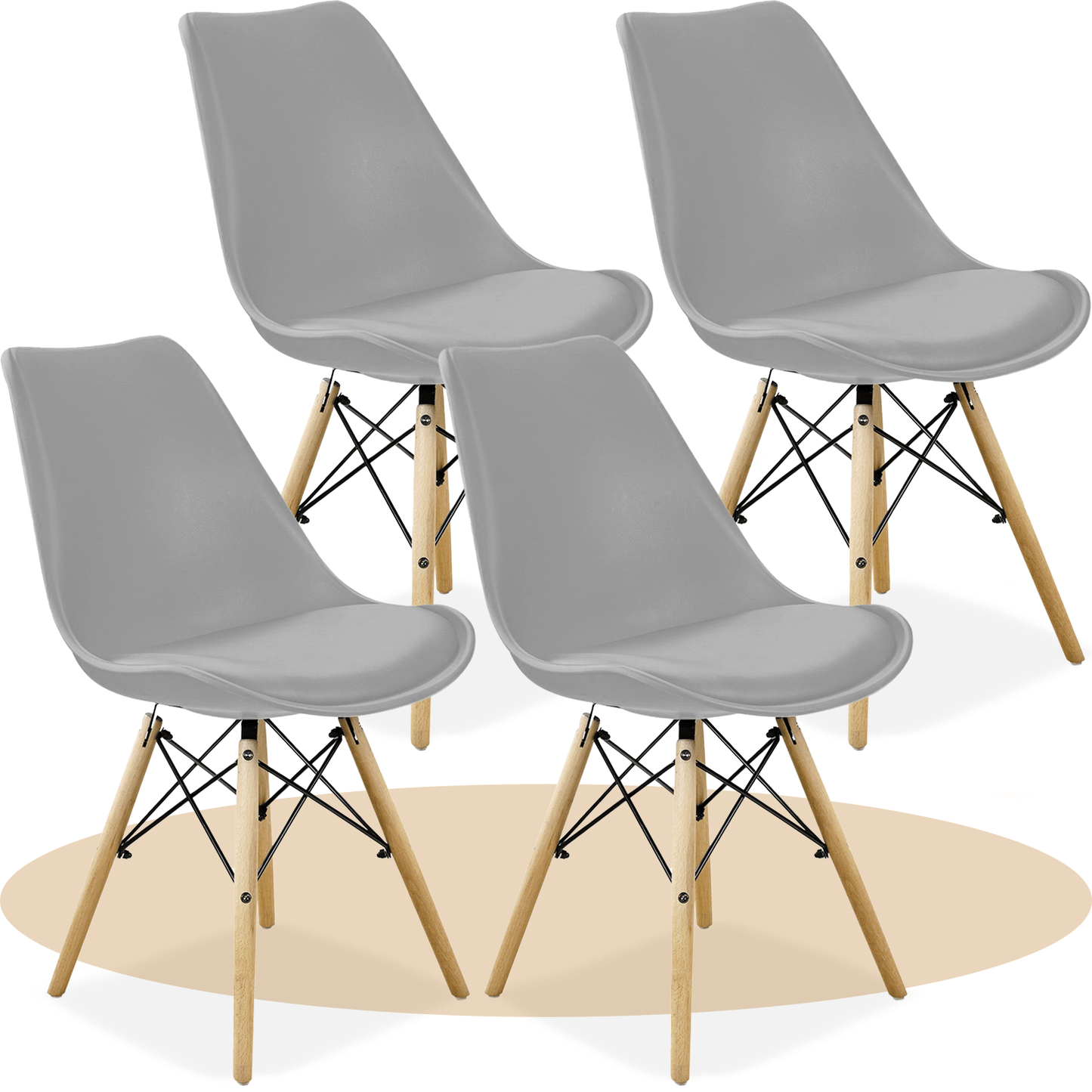 Sillas para Comedor, Sillas para Cocina con Asiento Blando, Tapizado y Patas Resistentes de Madera de Haya, Sillas Nórdicas Minimalistas, 49.5 x 44 x 79.5 cm