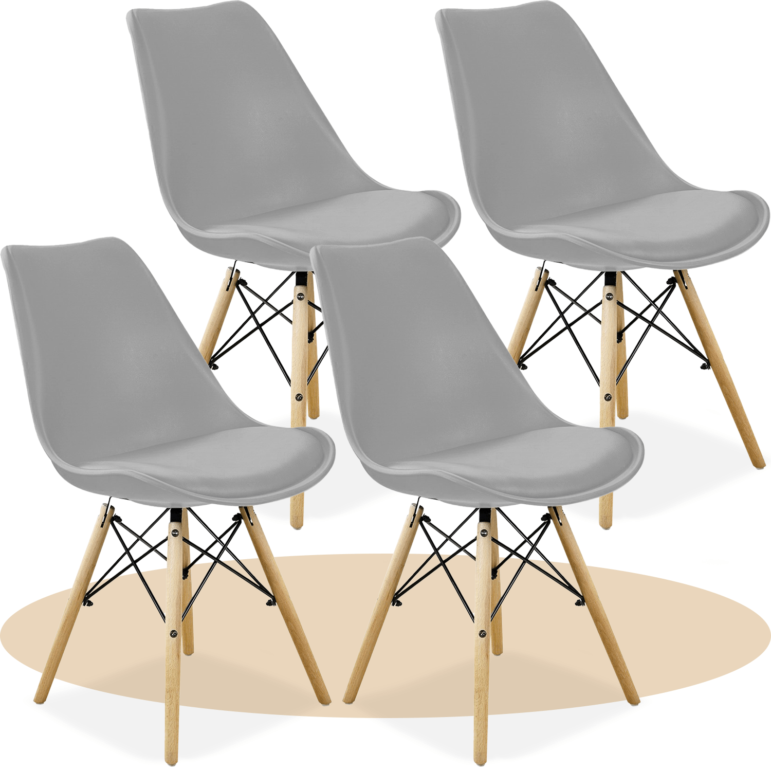 Sillas para Comedor, Sillas para Cocina con Asiento Blando, Tapizado y Patas Resistentes de Madera de Haya, Sillas Nórdicas Minimalistas, 49.5 x 44 x 79.5 cm