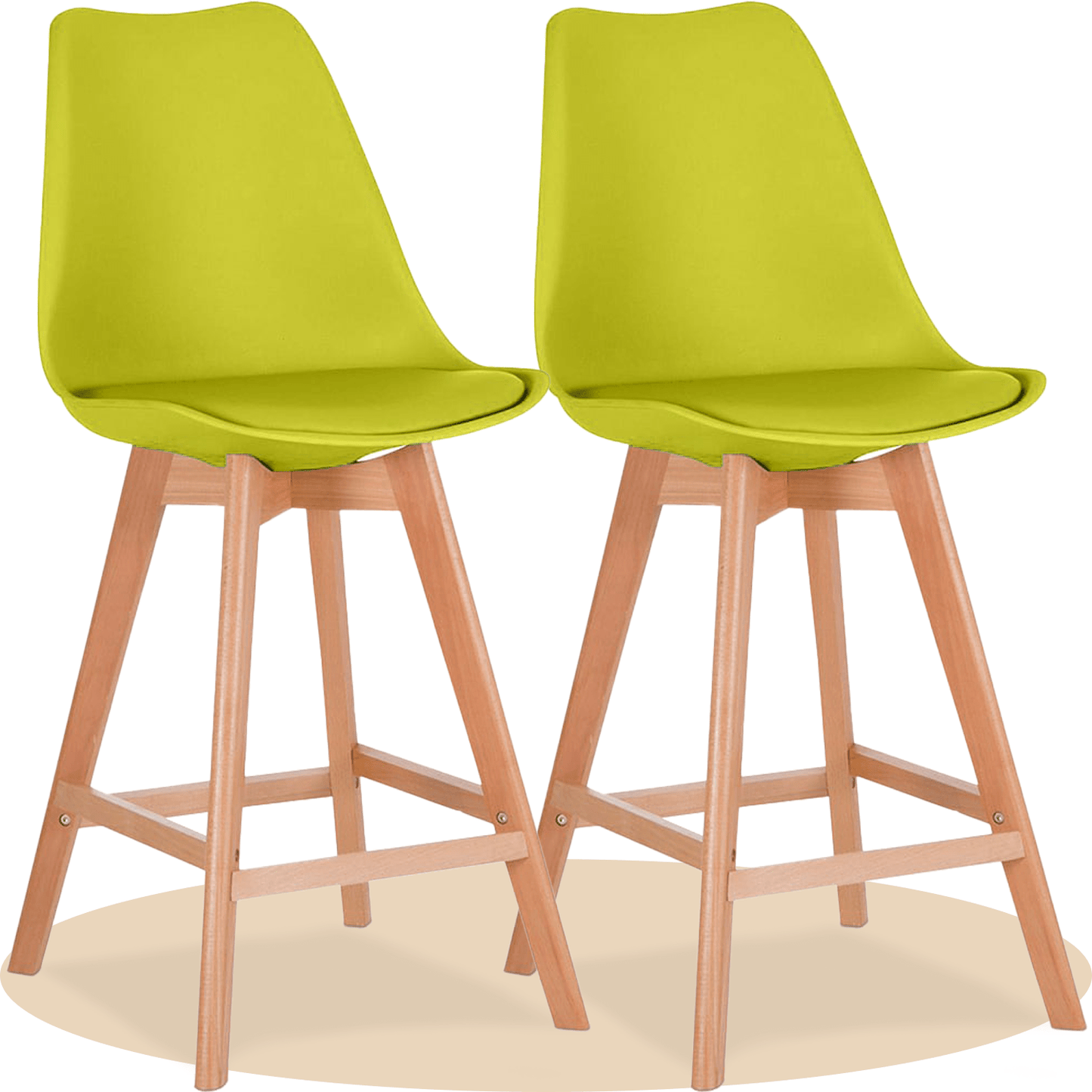 Taburete Alto Cocina con Respaldo, Asiento Blando y Tapizado, Patas Altas Resistentes de Madera de Haya con Reposapiés, Sillas Nórdicas, Ideal para Cocina, Salón, Comedor y Restaurante, 54.5 x 49.5 x 106 cm