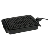 Grill eléctrico sin humos con parrilla de aluminio antiadherente y cable desmontable con termostato regulable potencia de 1250W, superficie de 25.5 × 30.5 cm