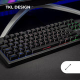 Mars Gaming MK023, Teclado Gaming TKL, Tecnología Híbrida H-Mech, Iluminación FRGB Rainbow, Anti-ghosting, Compatibilidad Universal, Negro, Idioma Español