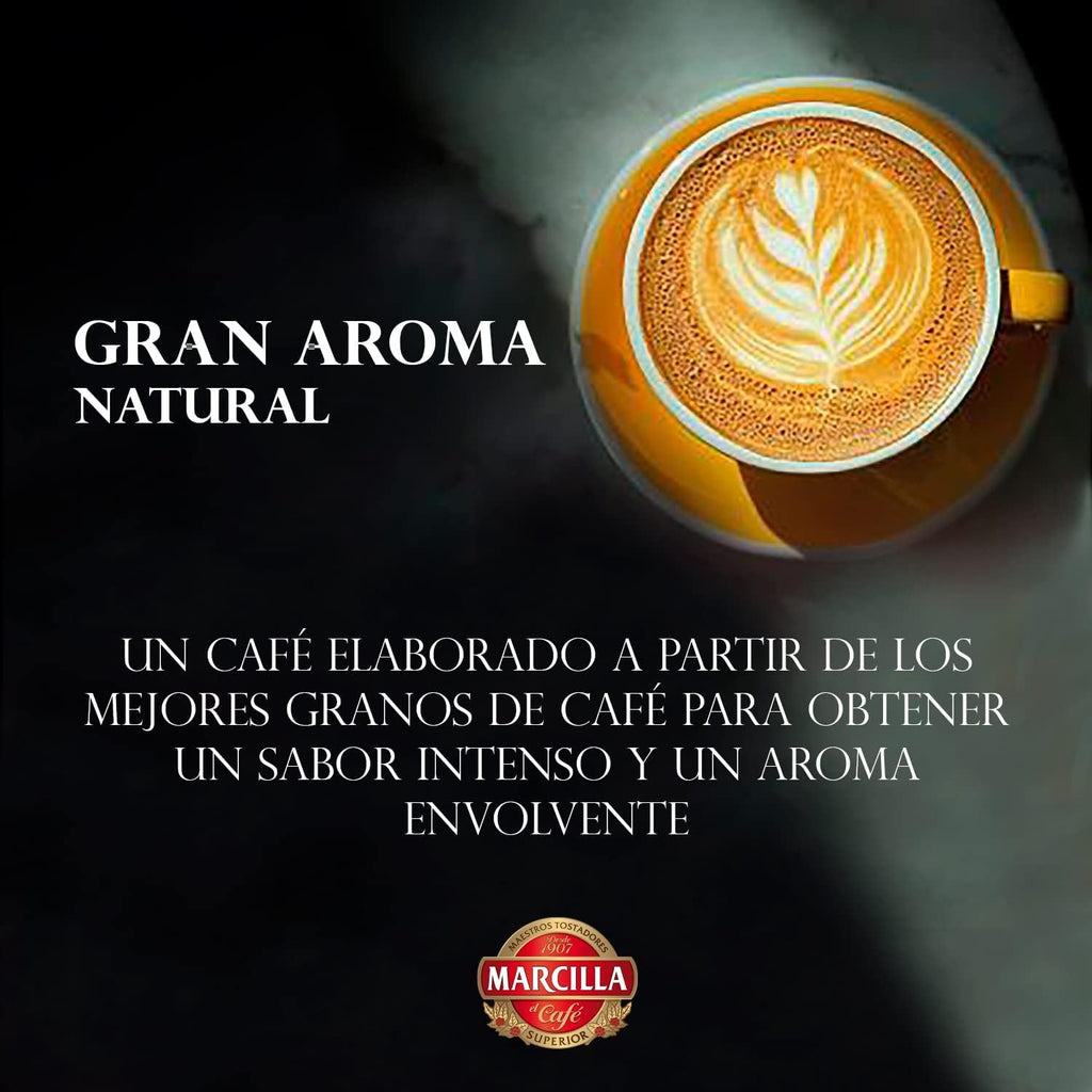 Marcilla Café Grano Tueste Natural y Orgánico Intenso y Profundo, Gran Aroma, Café en Grano Listo para ser Molido, 1Kg