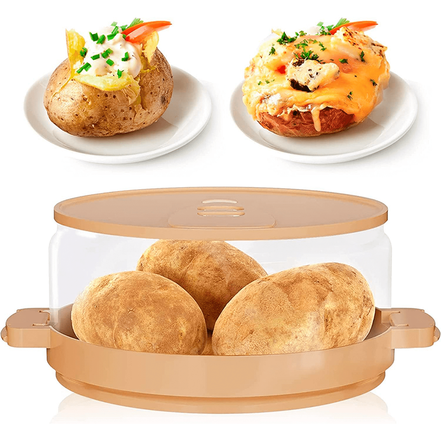 Vaporera Microondas para Patatas Asadas, Cocina Patatas al Vapor en el Microondas sin Aceites y sin Grasa, Hasta 3 Patatas Medianas, Cocción Rápida y Limpia, Vávula para Salida de Vapor, Apto para Lavavajillas, Fácil de Usar