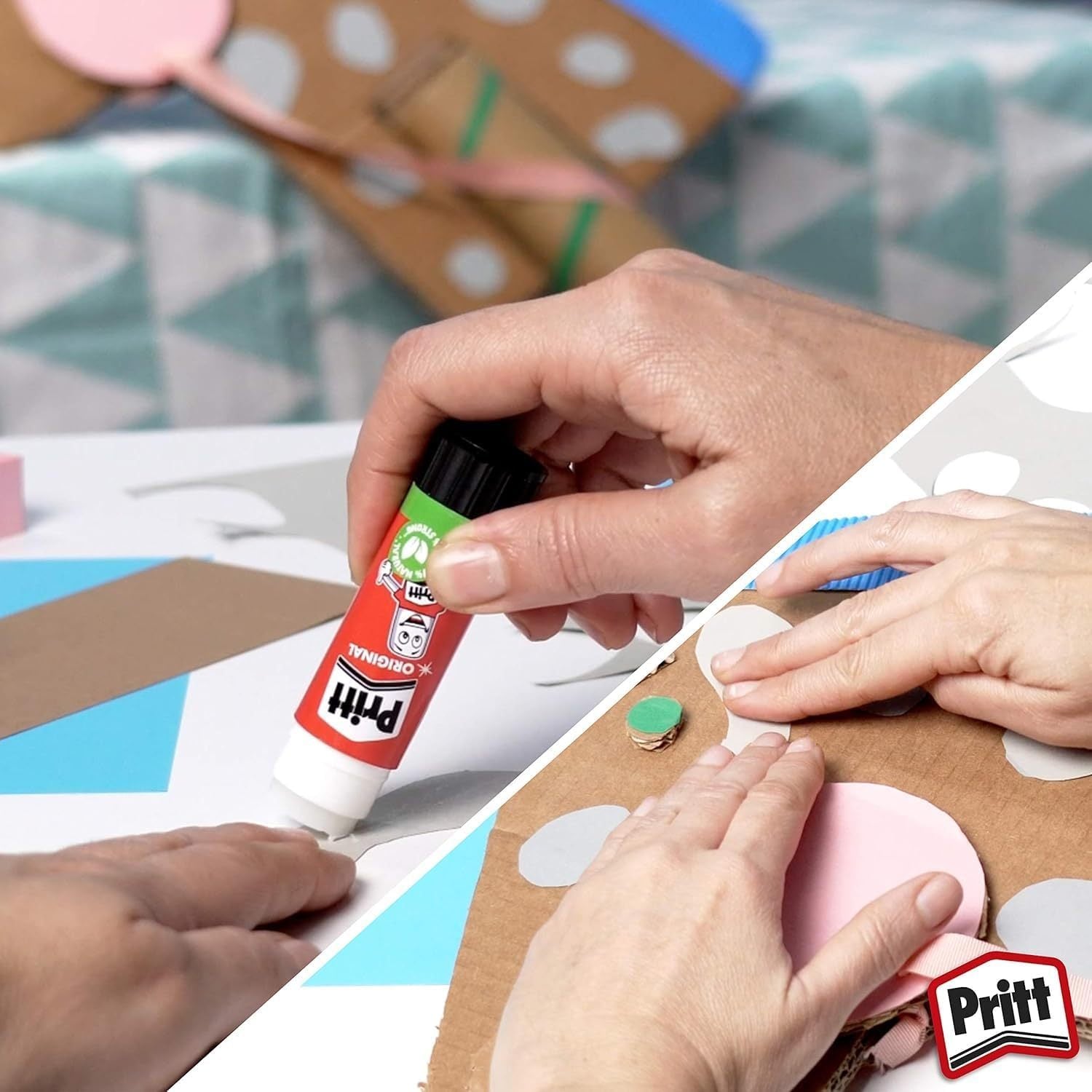 Pritt Barra Pegamento, Barra Adhesiva, Cola Universal de Adhesión Fuerte para Manualidades, 4 Barras de 11g