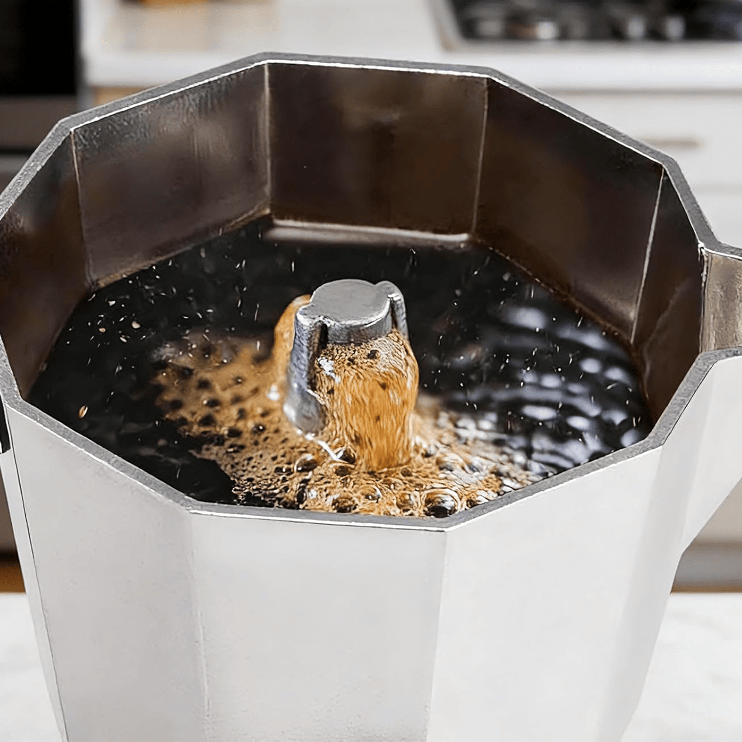 Cafetera Italiana 12 Tazas, Cafetera Italiana de Aluminio con Mango Ergonómico, Compatible con Cocina de Gas, Vitrocerámica e Inducción, Válvula de Seguridad
