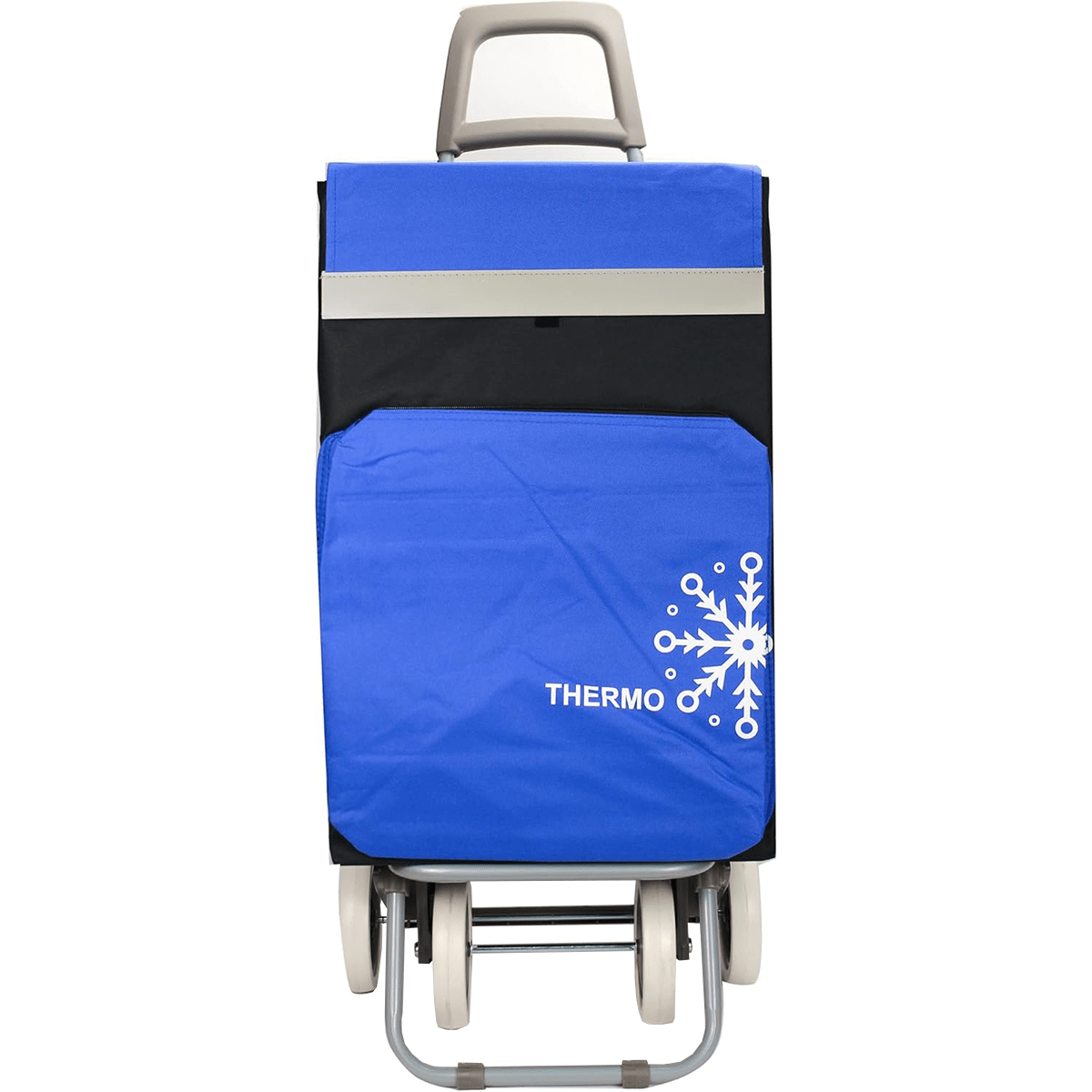 Carro Compra Plegable con Bolsillo Térmico para Congelados, Carro Plegable con Ruedas, Bolsillo Trasero con Cremallera, 2 Compartimentos Extra en Total, Con Capacidad de hasta 54 Litros y 40 Kg de Carga Máxima