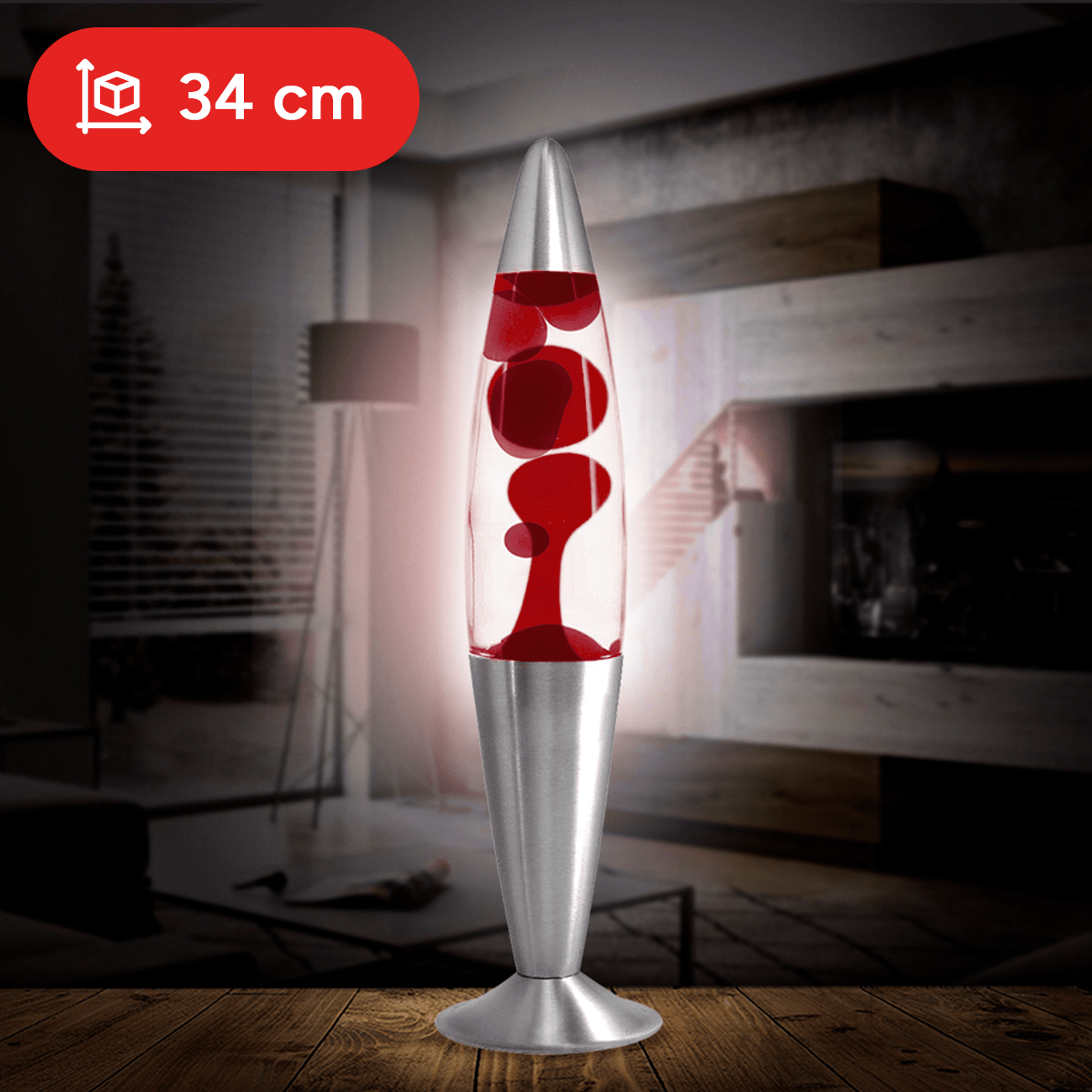 Lámpara de Lava de 34cm de Alto, Lámpara Decorativa con Líquido en Movimiento, Bombilla de 25W, Perfecto para Habitación, Salón, Sala de Estar