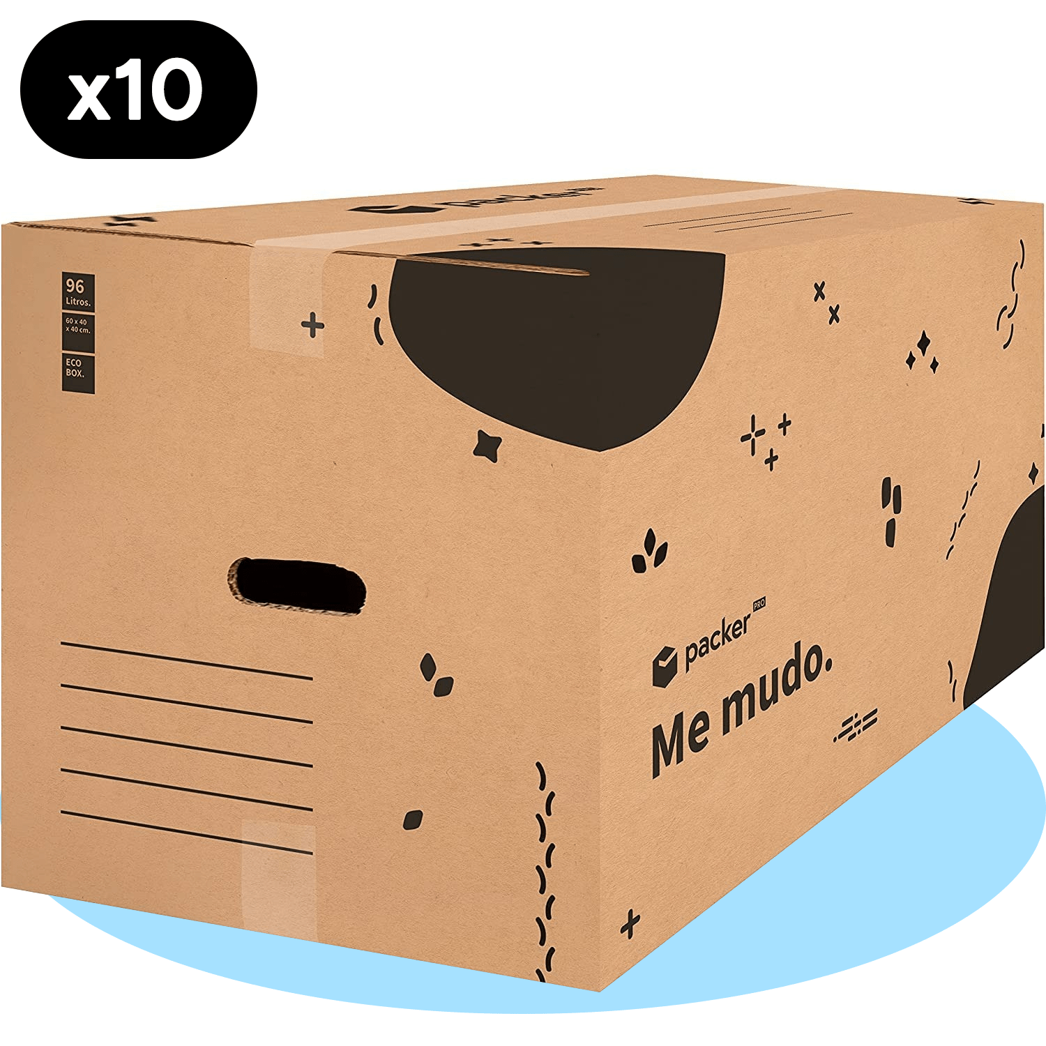 Pack 10 Cajas Carton para Mudanzas y Almacenaje Ultra Resistentes con Asas