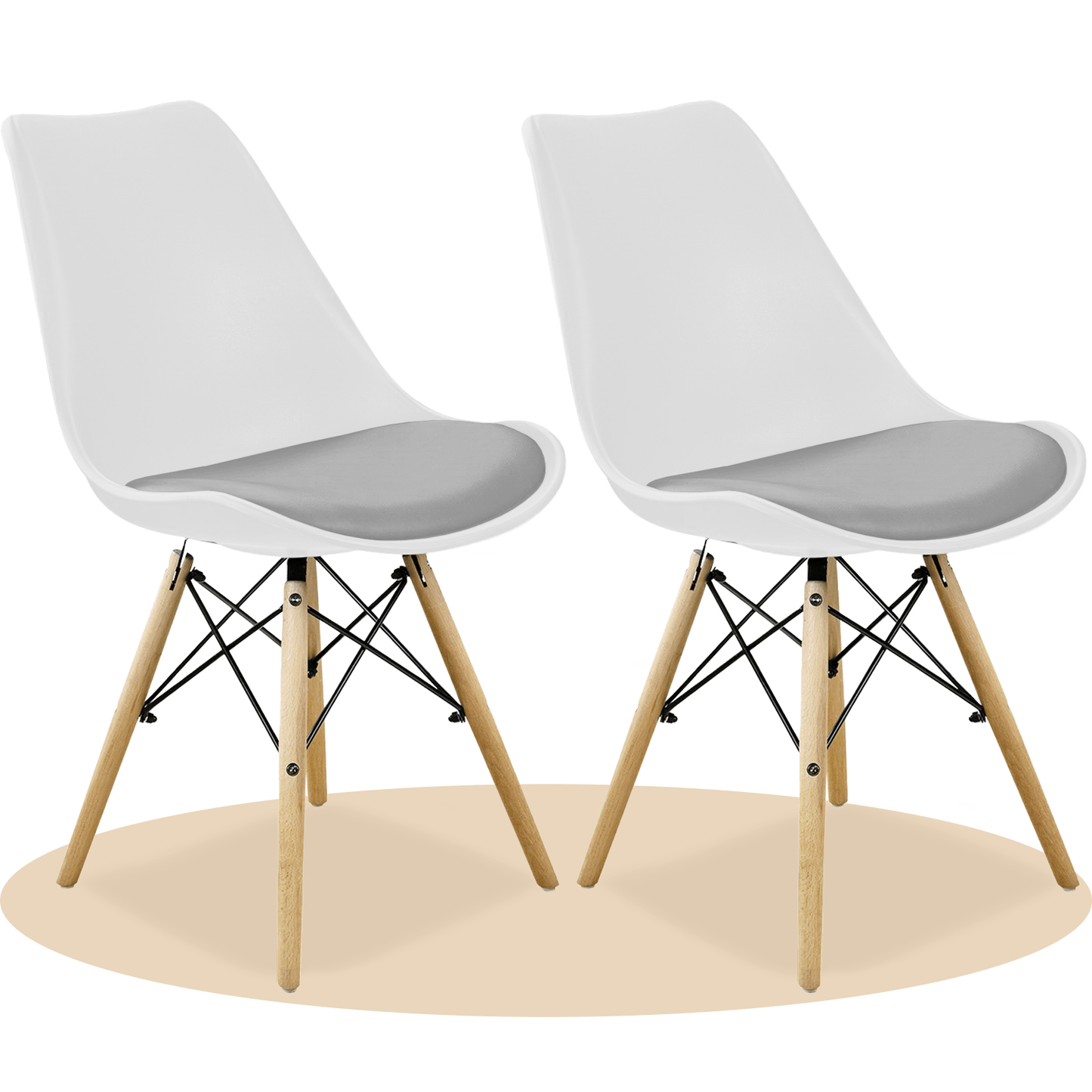 Sillas para Comedor, Sillas para Cocina con Asiento Blando, Tapizado y Patas Resistentes de Madera de Haya, Sillas Nórdicas Minimalistas, 49.5 x 44 x 79.5 cm