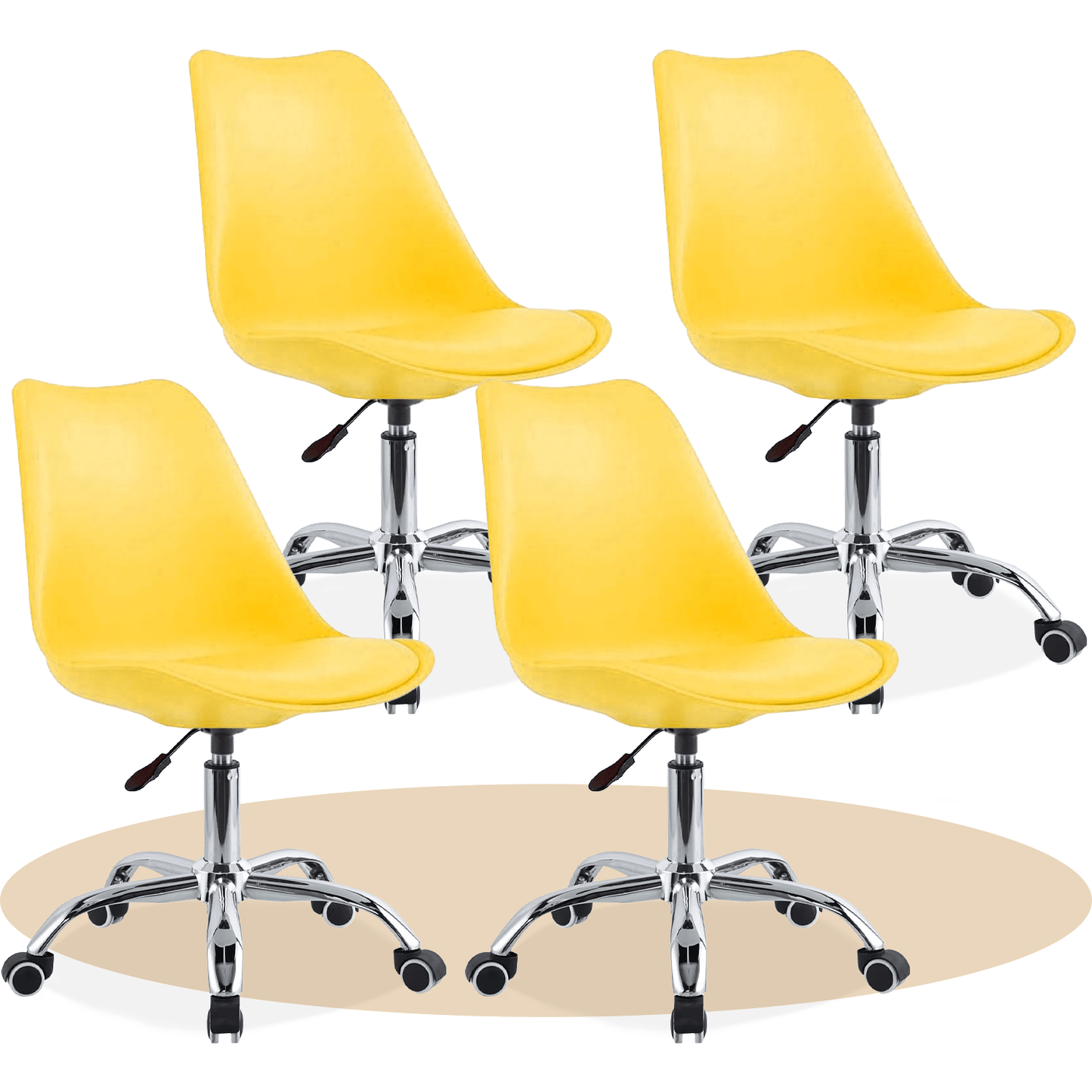 Silla Escritorio Ergonómica con Ruedas, Silla Oficina Giratoria con Altura Ajustable, Acolchada, Estilo Nórdico, Ideal para Estudio y Oficina
