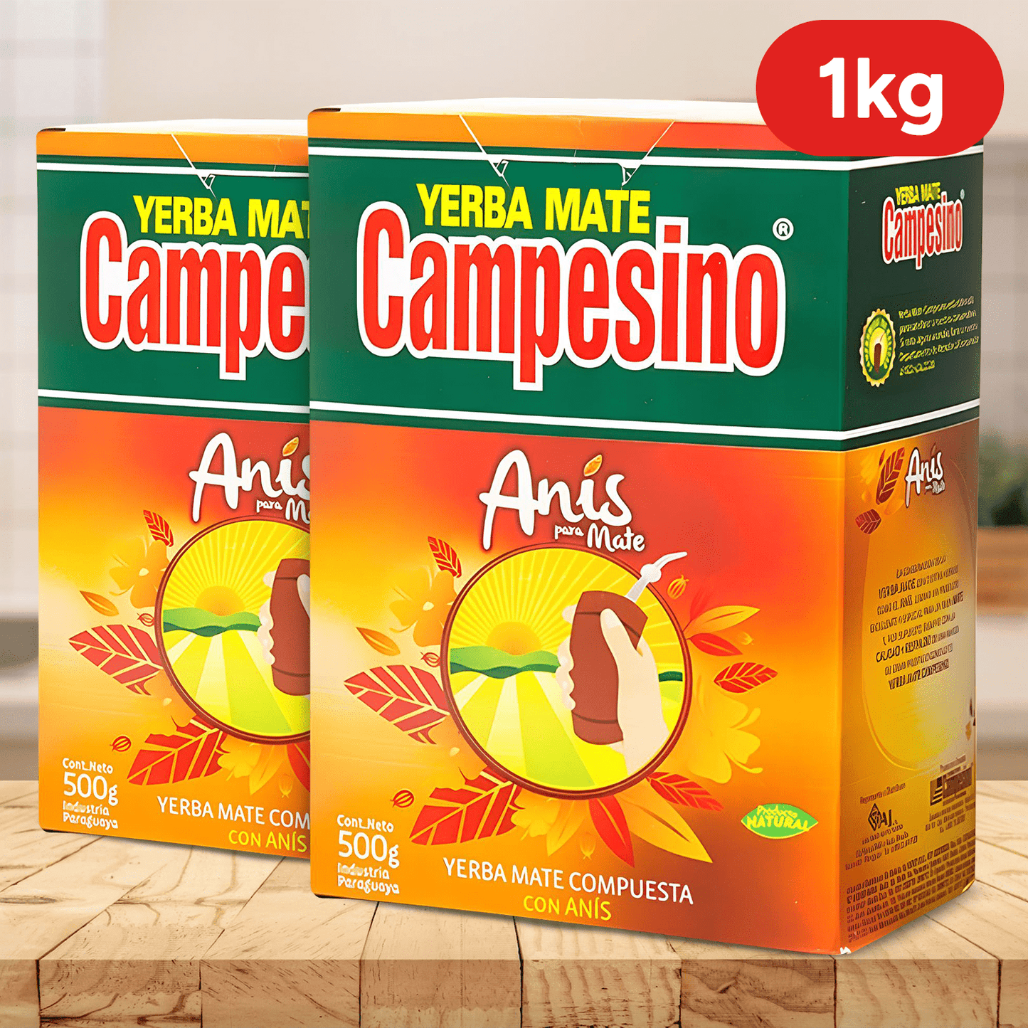 Campesino Yerba Mate, Yerbas para Mate con Sabor a Anís, Té Rico en Vitaminas y Minerales Esenciales, Origen de Paraguay, 500g por Paquete