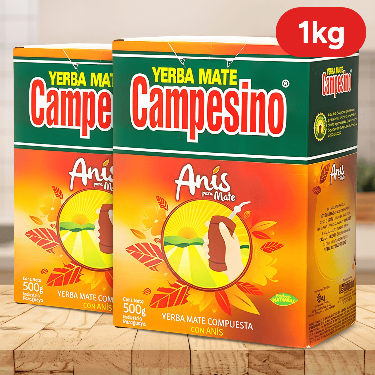 Campesino Yerba Mate, Yerbas para Mate con Sabor a Anís, Té Rico en Vitaminas y Minerales Esenciales, Origen de Paraguay, 500g por Paquete