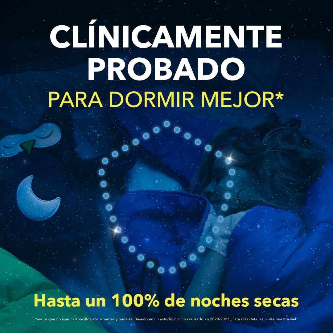 HUGGIES Dry Nites Bragas Absorbentes Niña, Clínicamente Probado con 5 capas de Máxima Protección Nocturna, Hasta un 100% de Noches Secas, Diseñados para parecer y sentirse como Ropa Interior de verdad, Pañales de Noche
