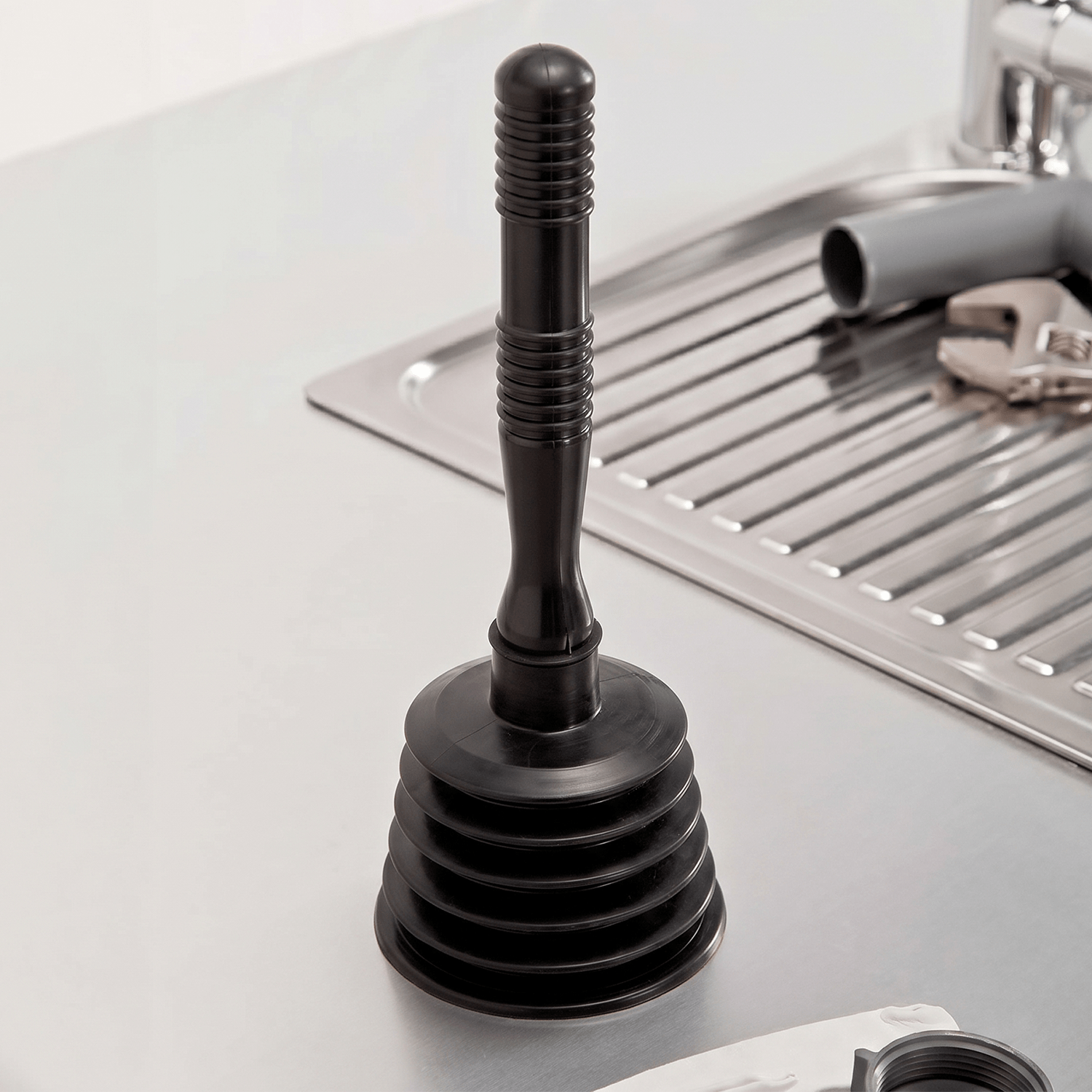 Desatascador Tuberías y Desagüe, Ventosa para Fregadero y Desagüe de cocina, baño, ducha y bañera, Compacto y Resistente, Tamaño Grande para Fácil Uso