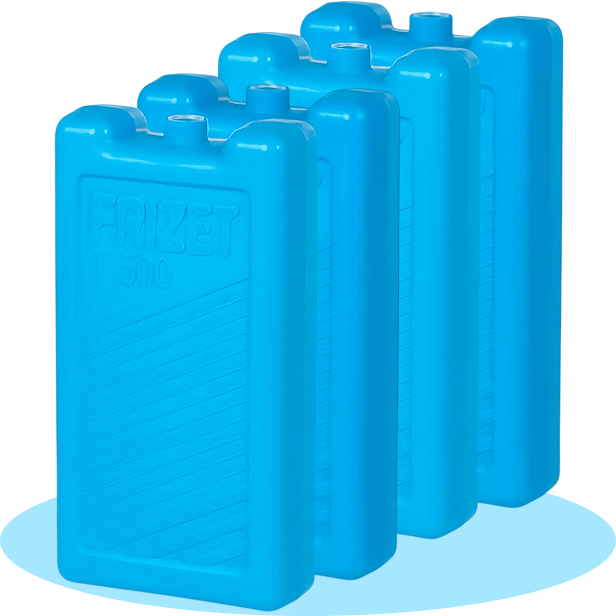 FRIZET Acumulador de Frío Hielo de 500ml de Capacidad, Reutilizables, Ideales para Neveras, Camping, Playa, Exterior, 9.5 x 17.5cm, Pack 2/4 Unidades